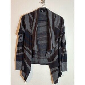 Allen B. by Allen Schwartz Cardigan Sweater Womens M Gray Black Striped